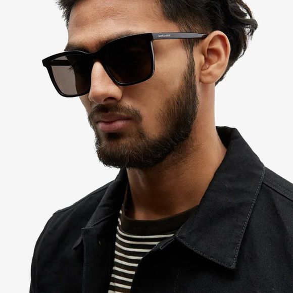 Saint Laurent SL500 001 BRAND NEW Sunglasses Black Gray Square Unisex - Picture 4 of 11